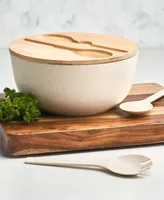 Oake Salad Bowl with Lid & Pair of Servers, Created for Macy's