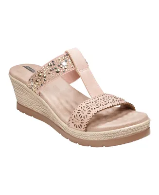 Gc Shoes Women's Alena T-Strap Wedge Sandals