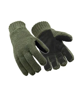 RefrigiWear Men's Fleece Lined Insulated Ragg Wool Gloves with Leather Palm