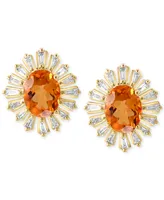 Effy Citrine (3-1/6 ct. t.w.) & Diamond (1/2 ct. t.w.) Flower Stud Earrings in 14k Gold