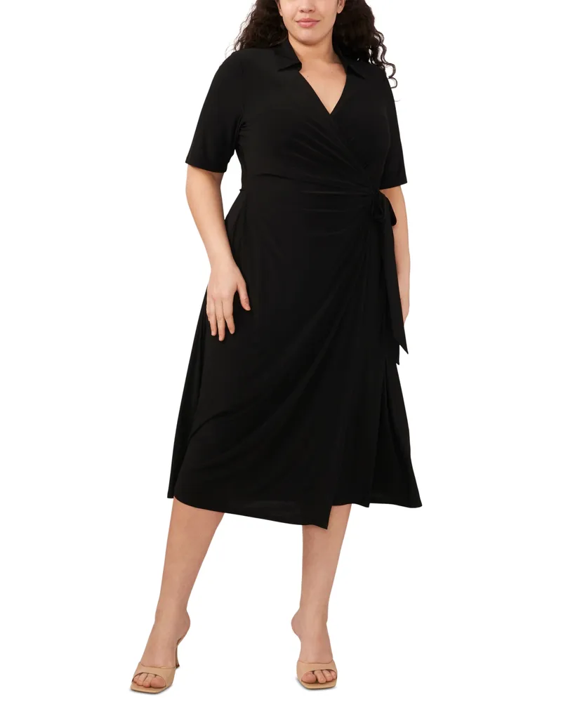 Msk Plus Size Collared Wrap Dress