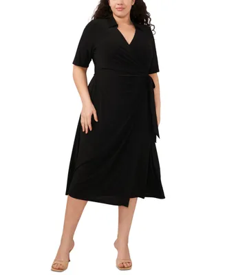 Msk Plus Collared Wrap Dress