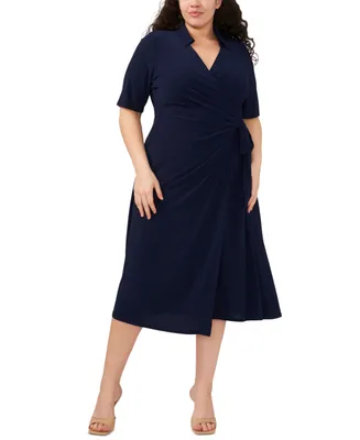 Msk Plus Size Collared Wrap Dress