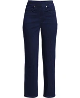 Lands' End Women's Petite Starfish High Rise Knit Denim Straight Crop Jeans