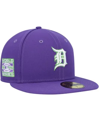 Men's New Era Purple Detroit Tigers Lime Side Patch 59FIFTY Fitted Hat