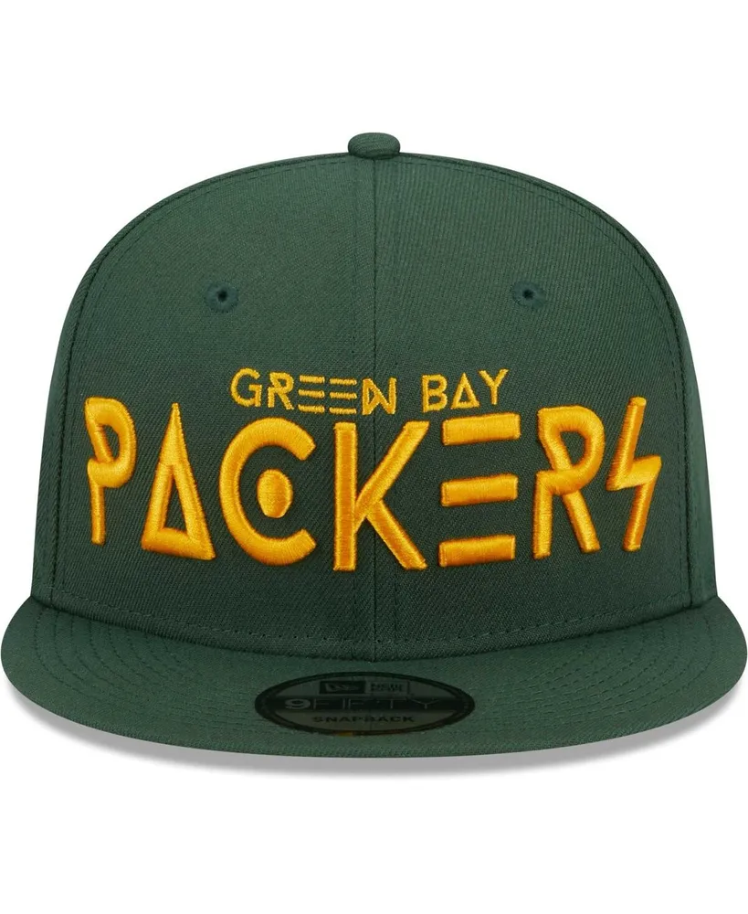 Men's New Era Green Green Bay Packers Word 9FIFTY Snapback Hat