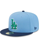 Men's New Era Light Blue, Navy Los Angeles Dodgers Green Undervisor 59FIFTY Fitted Hat