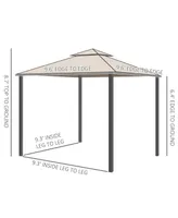 Outsunny 9.6' x 11.6' Patio Gazebo, Outdoor Canopy Shelter, Taupe