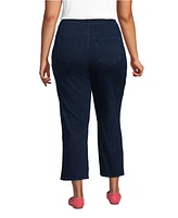 Lands' End Women's Plus Starfish High Rise Knit Denim Straight Crop Jeans