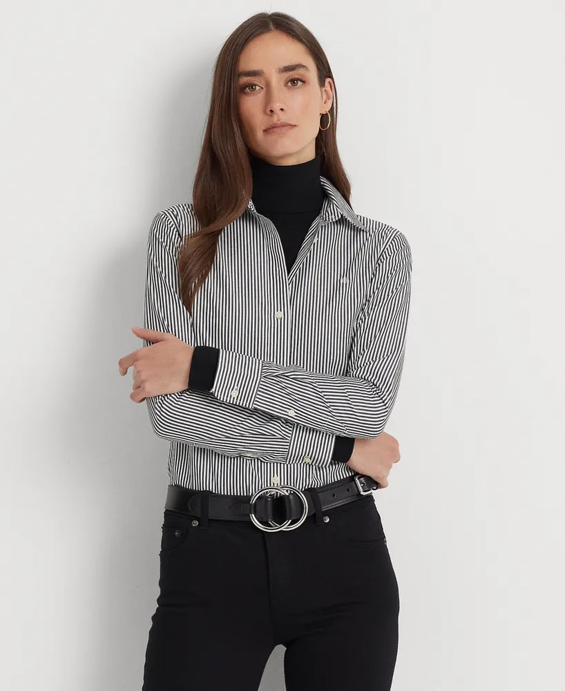 Lauren Ralph Lauren Pintucked Cotton Broadcloth Shirt - Long