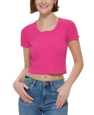 Calvin Klein Jeans Women's Cropped Henley T-Shirt