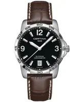 Certina Men's Swiss Ds Podium Brown Leather Strap Watch 40mm