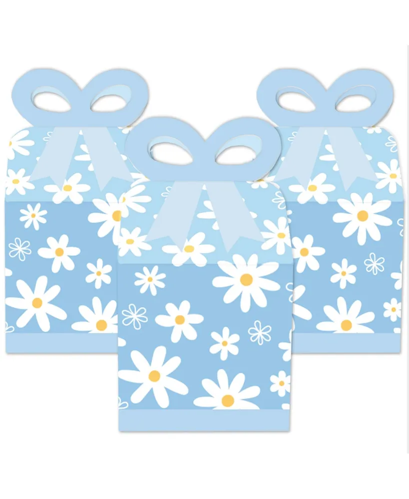 Daisy Flowers - Square Favor Gift Boxes - Floral Party Bow Boxes