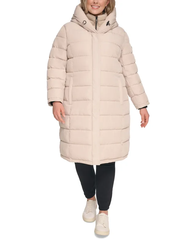 Dkny Women's Hooded Bibbed Zip-Front Puffer Coat