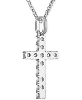 Esquire Men's Jewelry Black Cubic Zirconia Cross Pendant Ruthenium-Plated Sterling Silver (Also White Zirconia), Created for Macy's