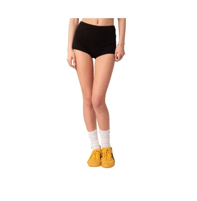 Women's High-Waist Ribbed Mini Shorts