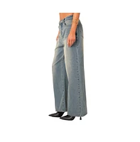 Women's Dirty Wash Low Rise Baggy Jeans