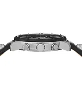 Versus Versace Men's Chronograph Quartz Bicocca Black Textured Leather Strap 46mm