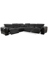 Closeout! Krofton 5-Pc. Beyond Leather Fabric Sectional with 3 Power Motion Recliners, Created for Macy's