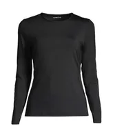 Lands' End Petite Crew Neck Long Sleeve Rash Guard Upf 50 Swim Tee