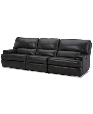 Closeout! Binardo 118" 3 Pc Zero Gravity Leather Sectional with 3 Power Recliners, Created for Macy's