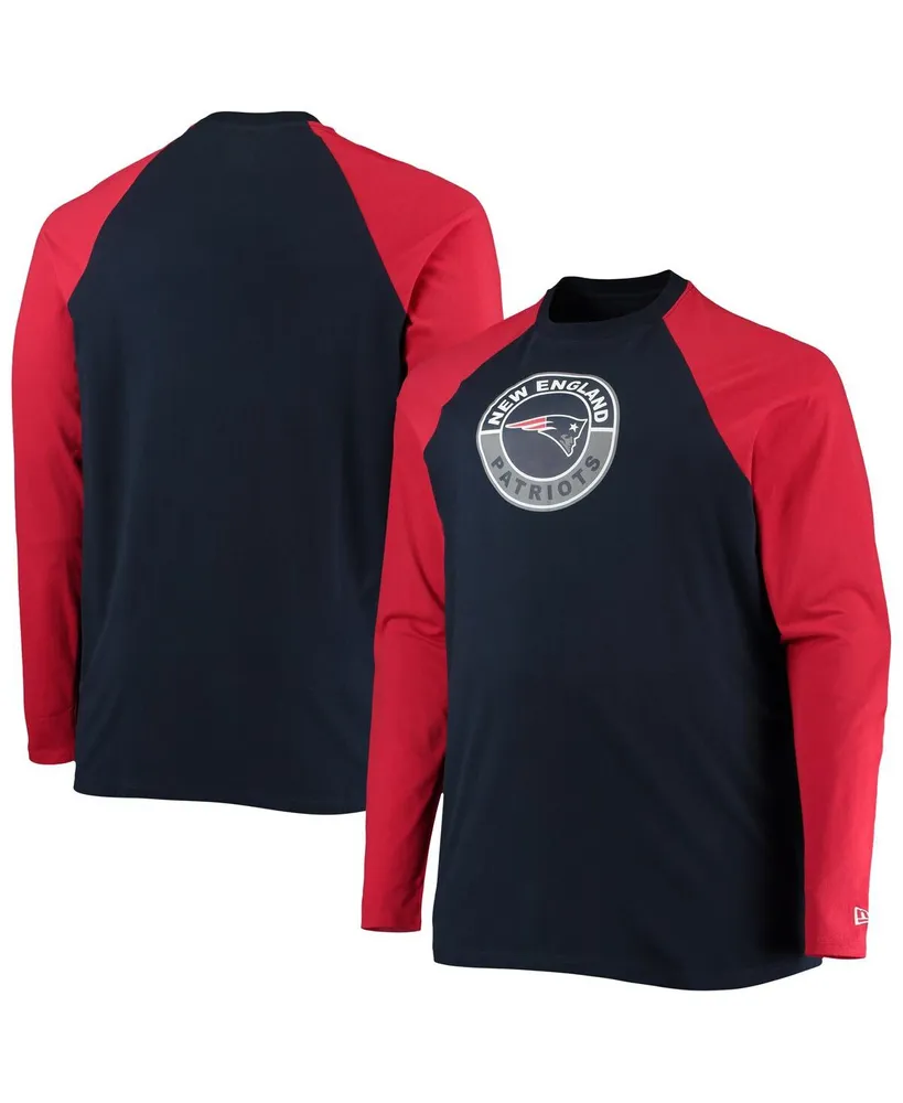 Men's New Era Navy, Red New England Patriots Big and Tall League Raglan Long Sleeve T-shirt