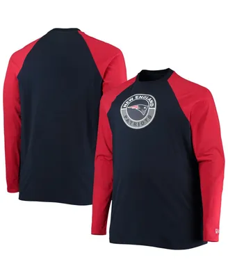 Men's New Era Navy, Red New England Patriots Big and Tall League Raglan Long Sleeve T-shirt