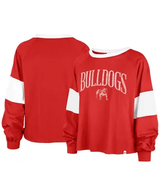 Women's '47 Brand Red Georgia Bulldogs Upside Rhea Raglan Long Sleeve T-shirt