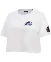 Women's Pro Standard White Colorado Avalanche Classic Boxy Cropped T-shirt