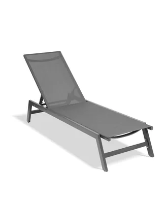 Simplie Fun Outdoor Chaise Lounge Chair, Five-Position Adjustable Aluminum Recliner