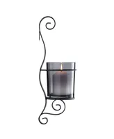 Danya B Vintage-Like Wall Sconce 2-Piece Candle Holder Set with Smoke Glass Hurricanes