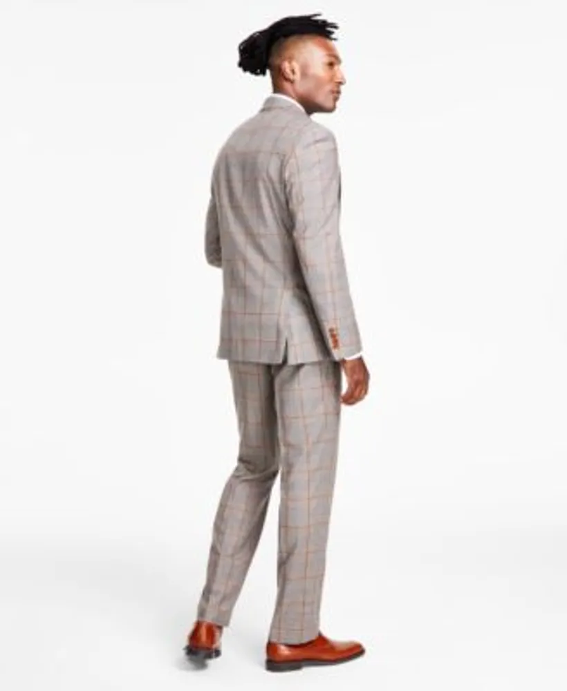 Tayion Collection Mens Classic Fit Windowpane Suit
