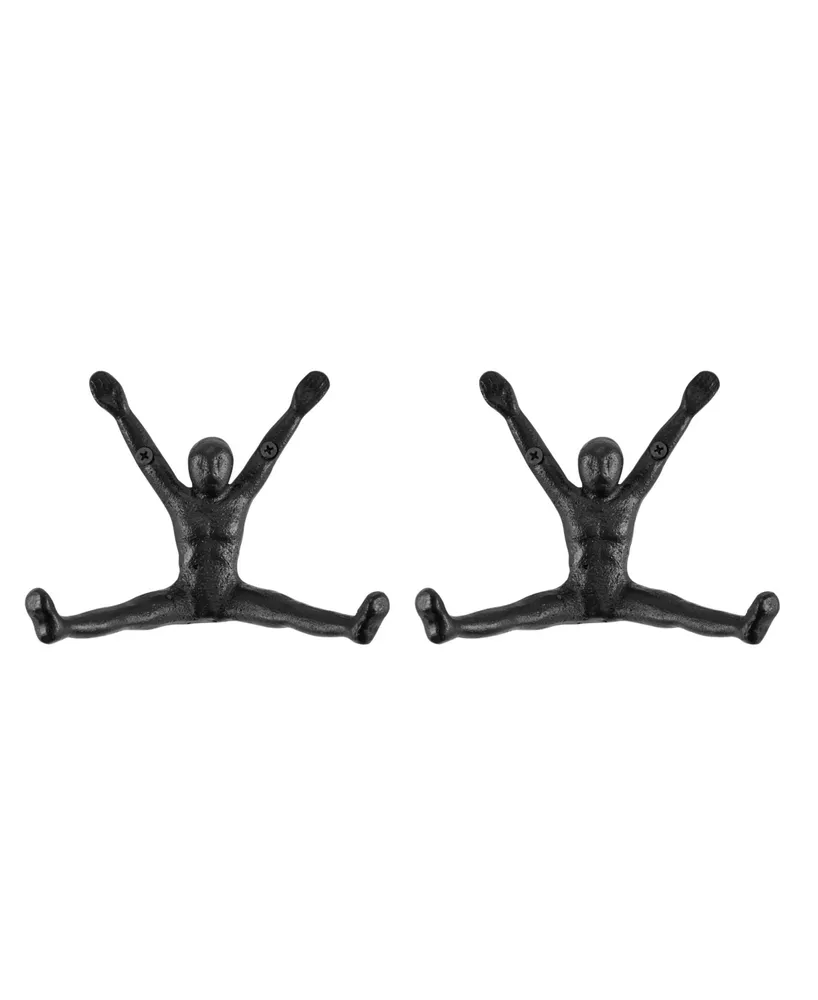 Danya B Athlete Sculpture Cast Iron 2-Piece Wall Mount Double Hook Set