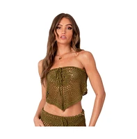 Women's Handkerchief Crochet Crop Top