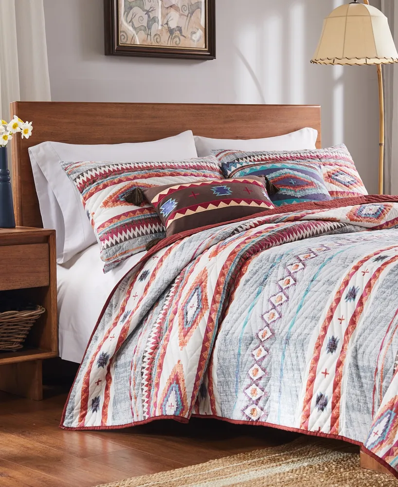 Greenland Home Fashions Kiva Southwestern Boho 3 Piece Quilt Set, Full/Queen