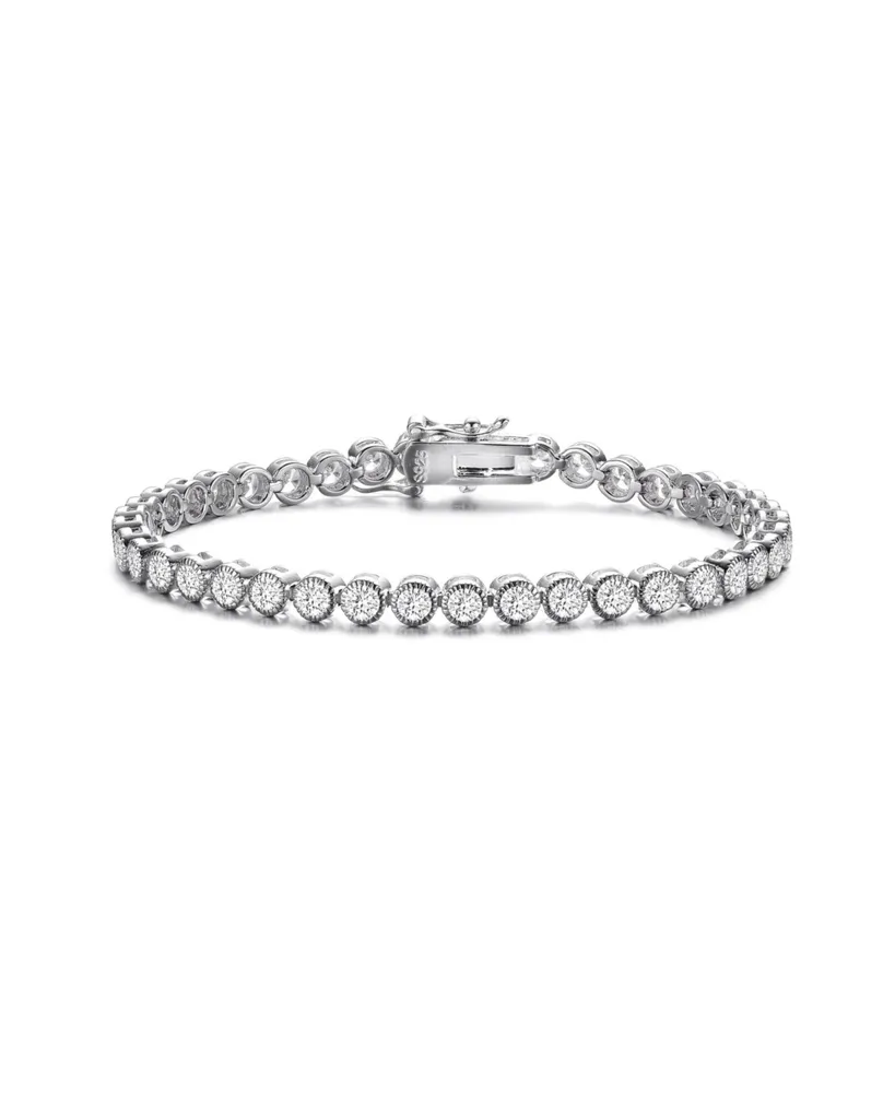 Rachel Glauber White Gold Plated Cubic Zirconia Tennis Bracelet