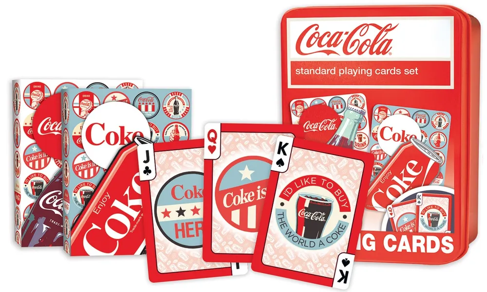 Masterpieces Coca Cola 2 Pack Playing Cards - 54 Card Deck for Adults