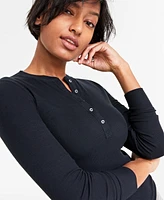 On 34th Women's Ribbed Long-Sleeve Henley Top, Created for Macy's