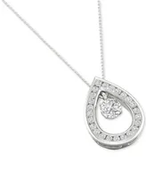 Diamond Orbital Teardrop Halo Pendant Necklace (1/3 ct. t.w.) in 10k White Gold, 16" + 2" extender