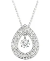 Diamond Orbital Multi Halo Teardrop Pendant Necklace (1/2 ct. t.w.) in 10k White Gold, 16" + 2" extender