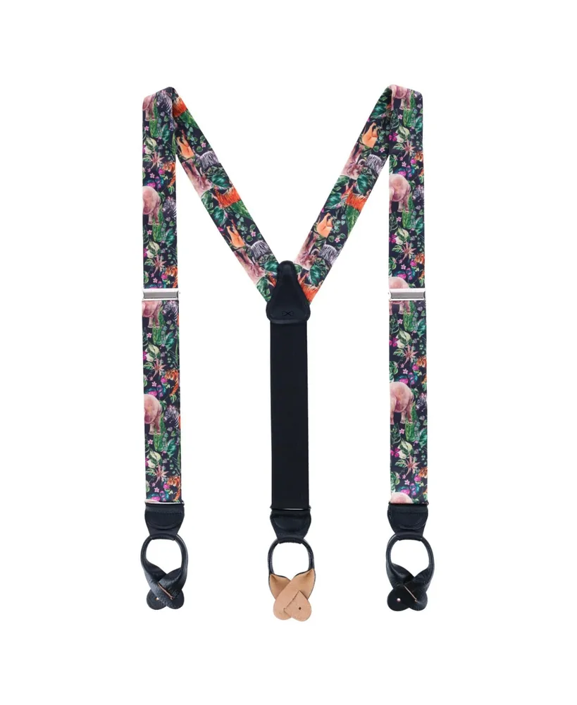 Trafalgar Men's Animal Safari Silk Button End Suspenders