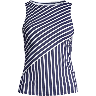 Lands' End Women's Ddd-Cup Chlorine Resistant High Neck Upf 50 Modest Tankini Swimsuit Top
