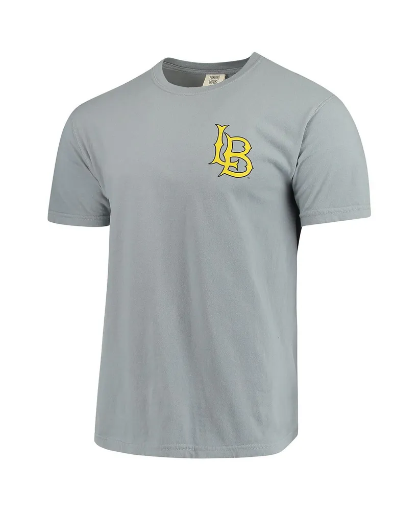 Men's Gray Cal State Long Beach The Beach Baseball Flag Comfort Colors T-shirt