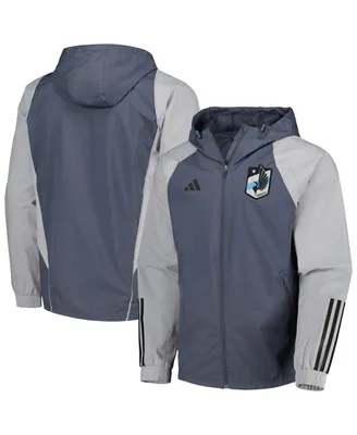 Men's adidas Charcoal Minnesota United Fc All-Weather Raglan Hoodie Full-Zip Jacket