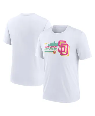 Women's New Era White San Diego Padres 2022 City Connect Cap Logo Tri-Blend  V-Neck T-Shirt