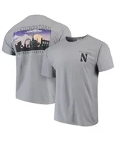 Men's Gray Northwestern Wildcats Comfort Colors Campus Scenery T-shirt