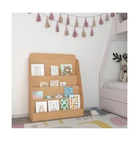 Kid'S Bookshelf Or Toy Storage Shelf For Bedroom Or Playroom In Wood Finish With Safe, Kid-Friendly Curved Edges