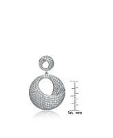 Genevive Sterling Silver Cubic Zirconia Overlap Circle Earrings