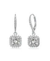 Genevive Gv Sterling Silver Plated Cubic Zirconia Square Drop Earrings