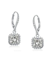 Genevive Gv Sterling Silver Plated Cubic Zirconia Square Drop Earrings